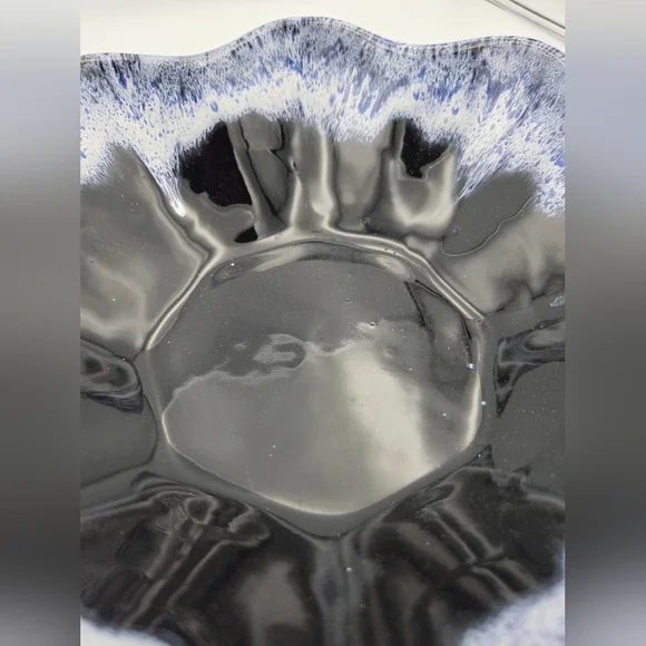 Studio Art Pottery Bowl Centerpiece BNP Canada Drip Glaze White Blue EUC - Picture 4 of 6